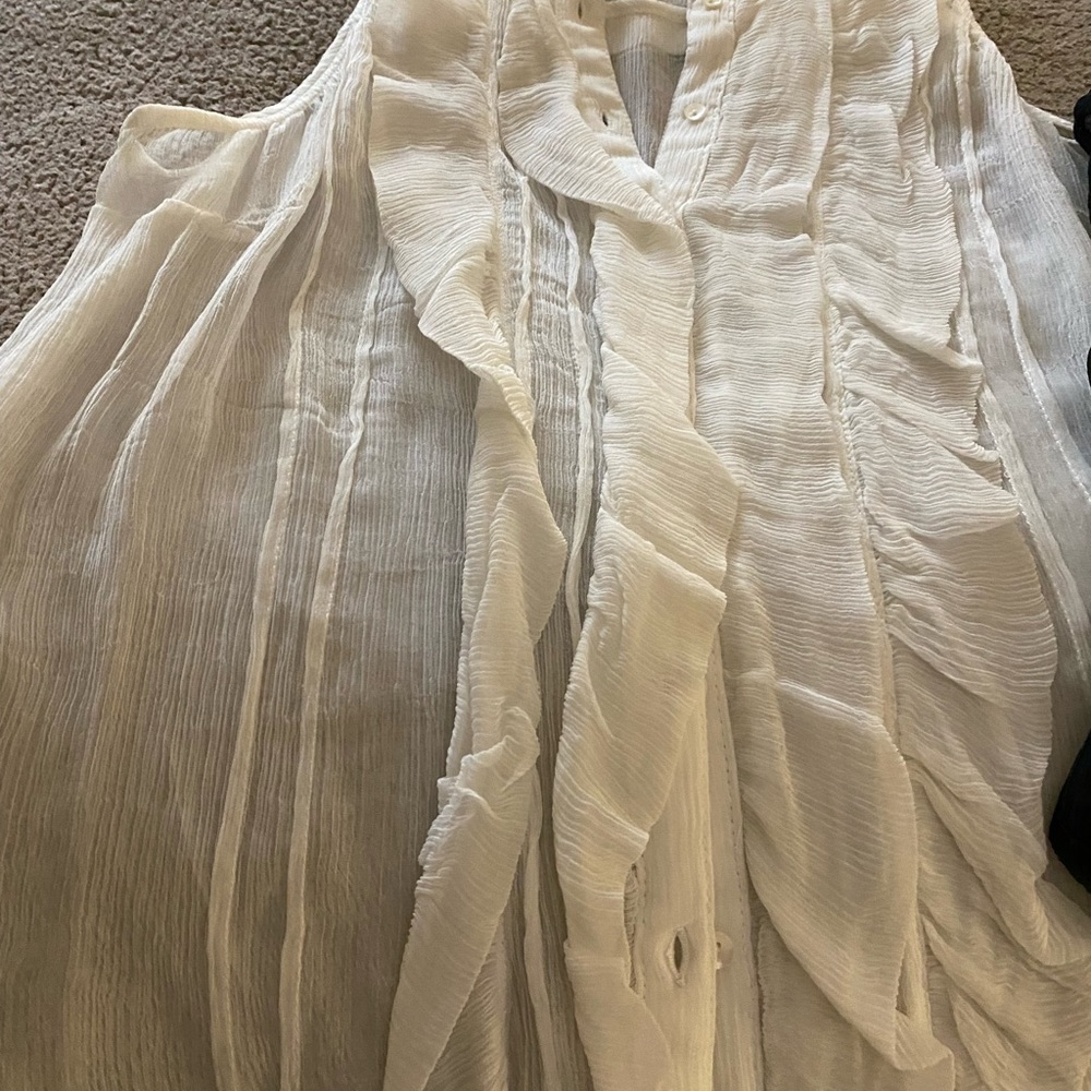 Free People 1 - white 1 - black Sheer Sleeveless Blouse (two items).